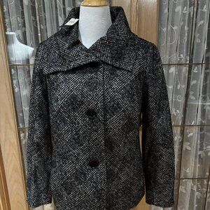 NWT Talbots women jacket SZ 14 retail $224. shimmery gray and black